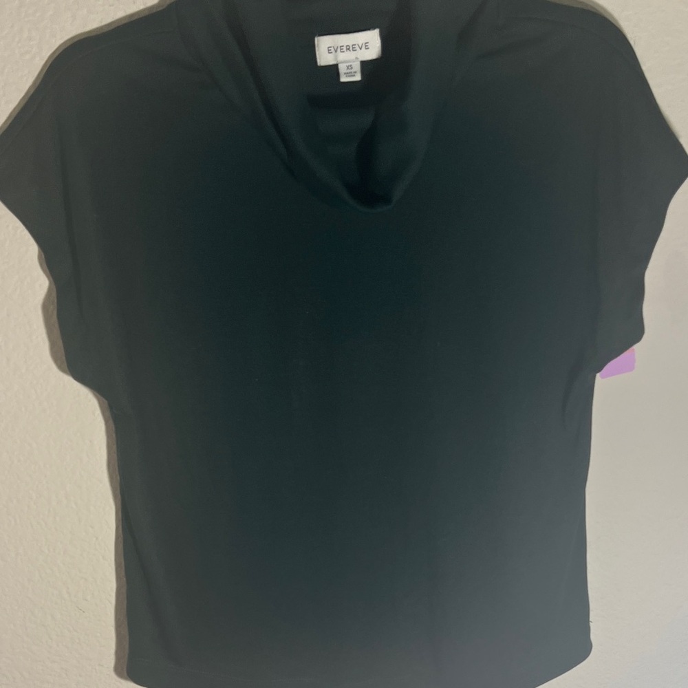 Evereve Dark Green Short Sleeve Cowl Neck Sweater - Picture 5 of 13